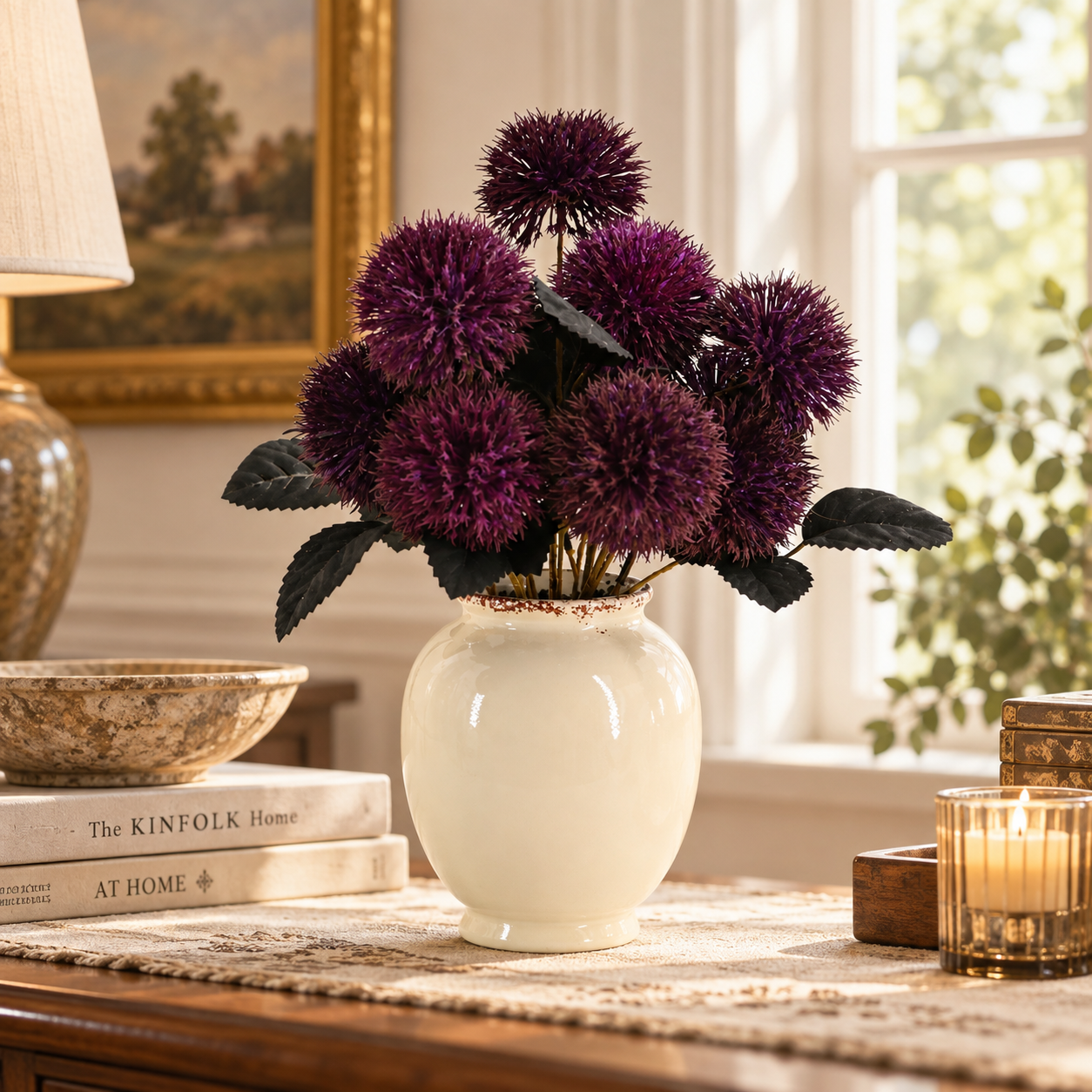Purple Globe Artificial Flower Arrangement